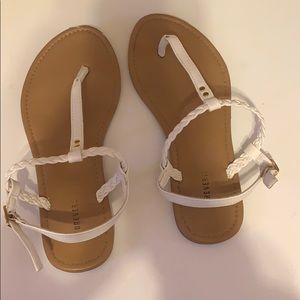 white braided sandals